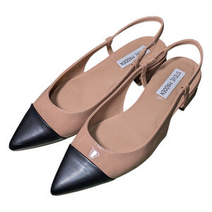 Steve Madden - Belinda-Tan And Black Sling back Flats - Size 7.5M Pointed Toe